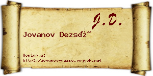Jovanov Dezső névjegykártya